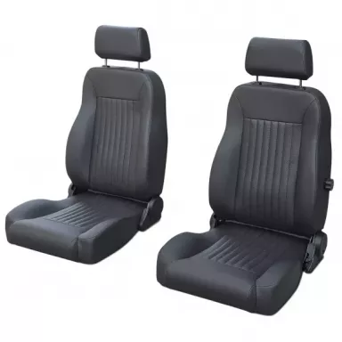 Caballo Classic Black Pleated Front Bucket Seats, 66-77 Ford Bronco